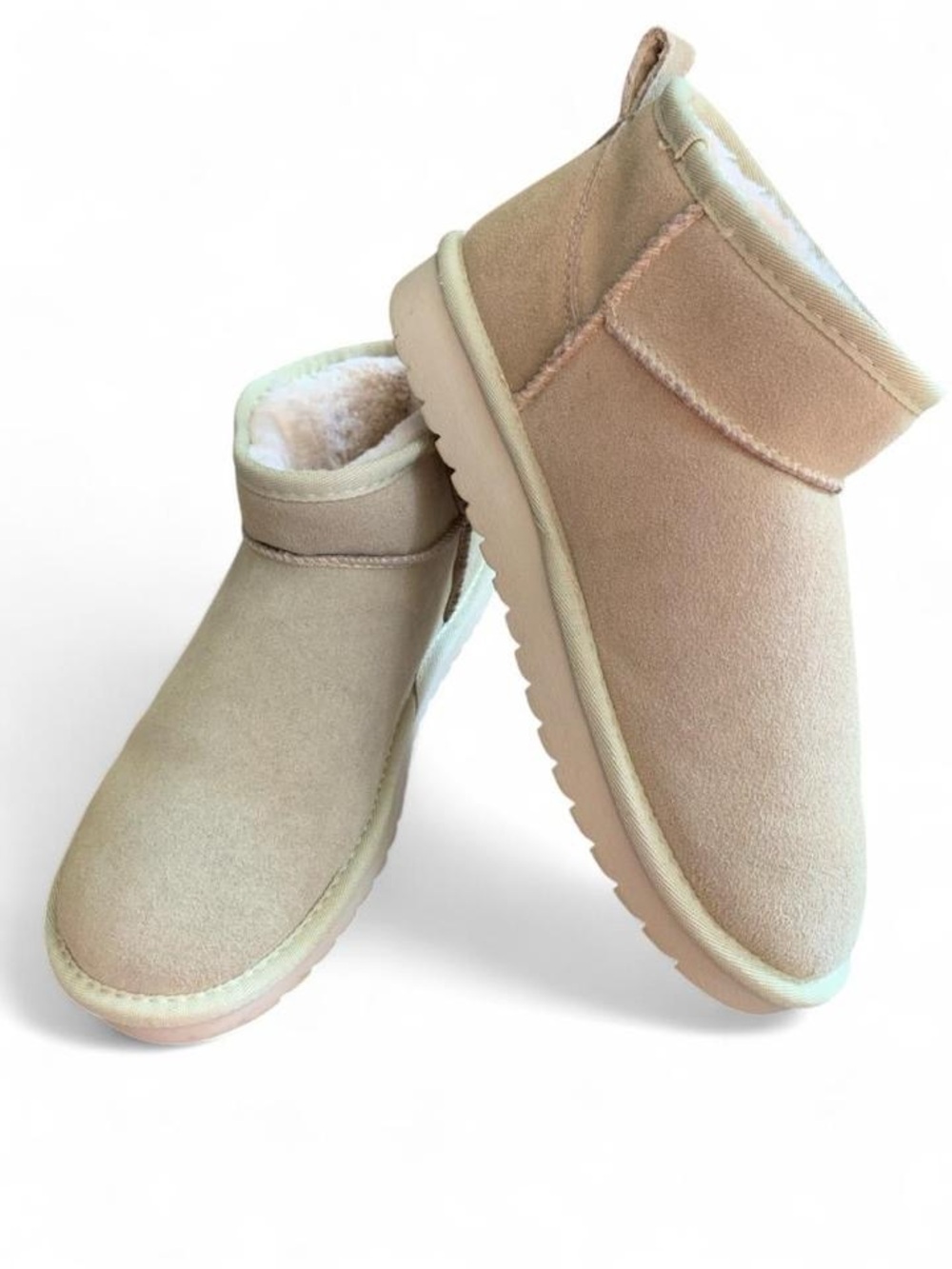 Cushionaire Lela Suede Ultra Mini Booties - Sand Beige Size 9M